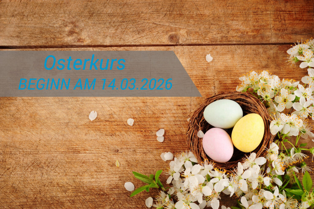 Easter basket with colored eggs